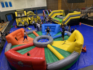 post graduation party with inflatables