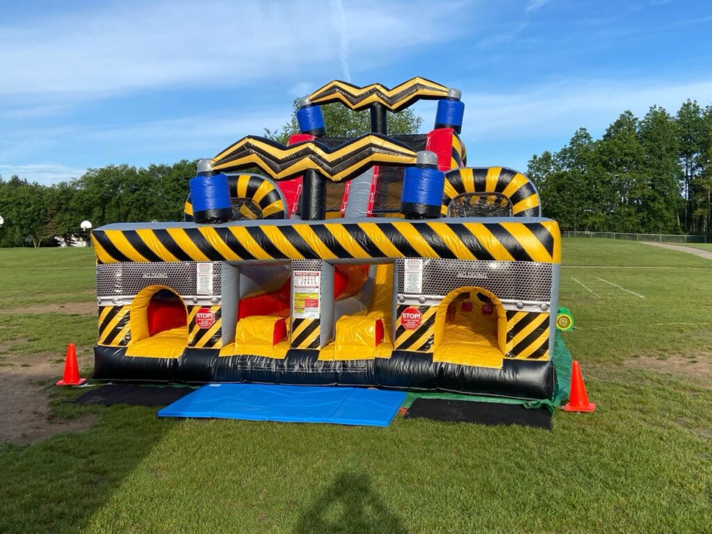 Front of obstacle course interactive rental michigan