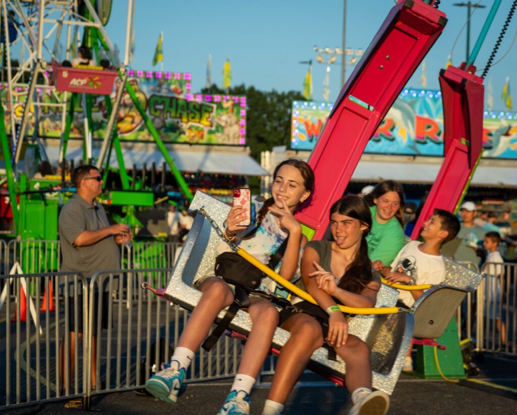 Selfie on the ballistic swing carnival ride